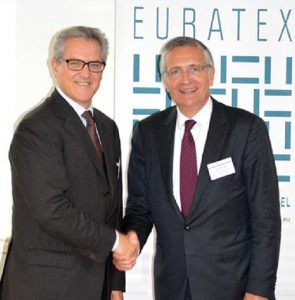 Alberto Paccanelli saluda a Serge Piolat como nuevo presidente de Euratex